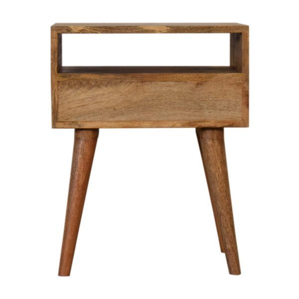 Solid Mango Wood Oak Finished 1 Drawer 1 Slot Black & White Pattern Bedside - Image 9
