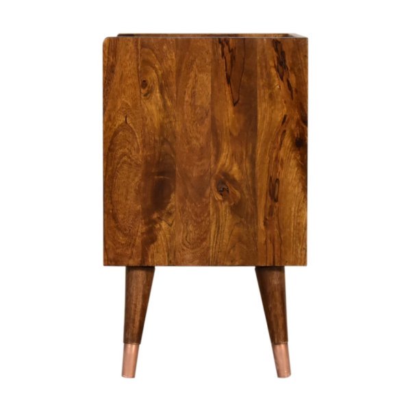 Solid Mango Wood Chestnut Finished Manila Copper Front 1 Drawer Bedside - Image 8