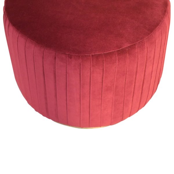 Solid Mango Wood Wine Velvet Pleated Footstool - Image 6