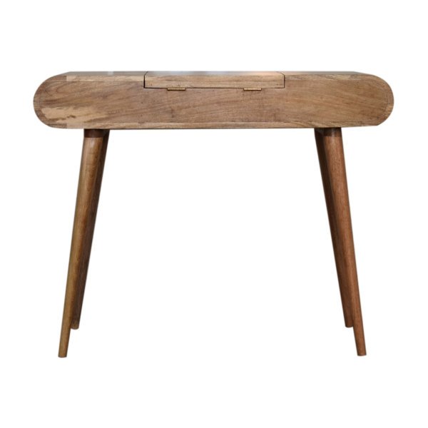 Solid Mango Wood Oak Finish Round Dressing Table - Image 9