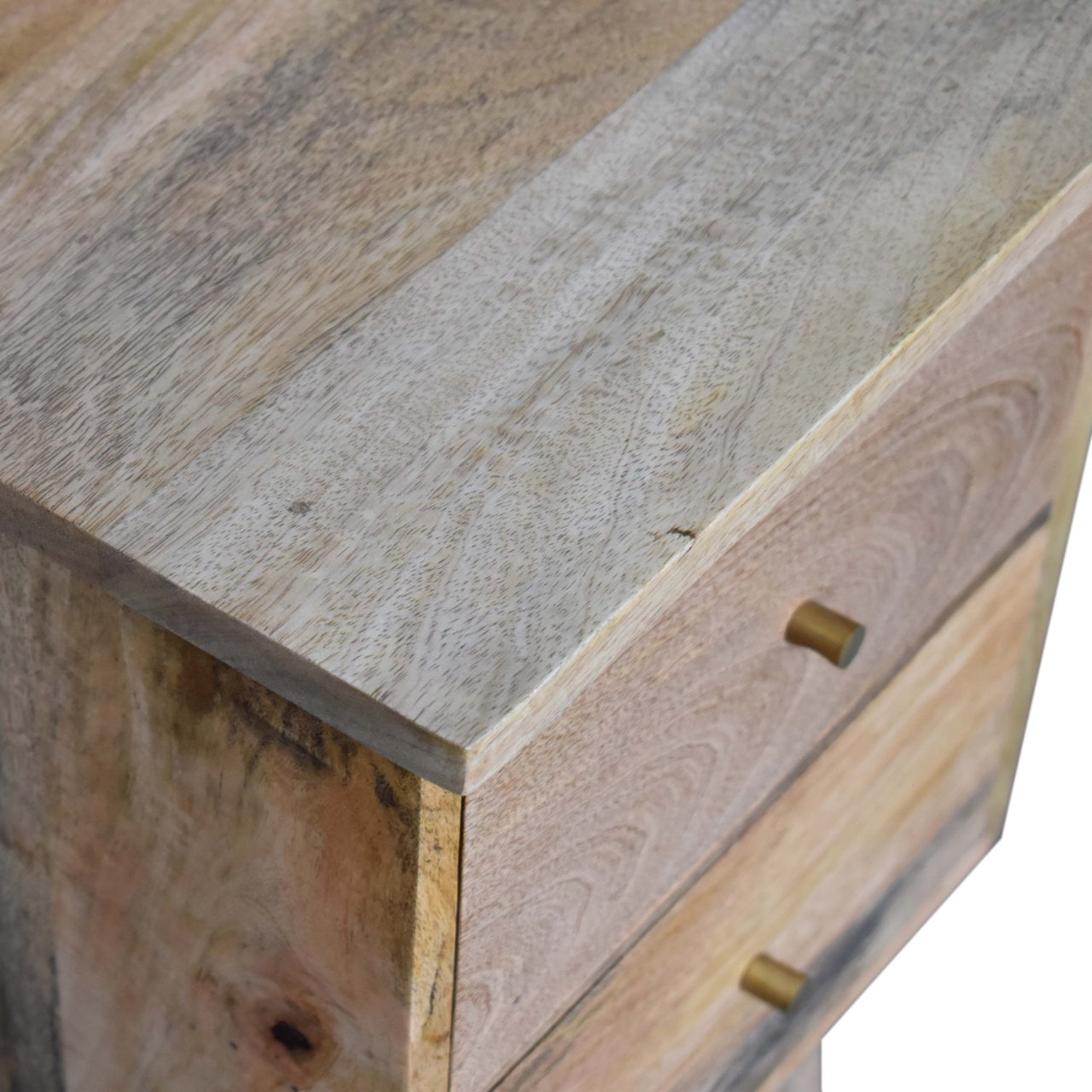 Solid Mango Wood Oak Finish Bedside - Image 4