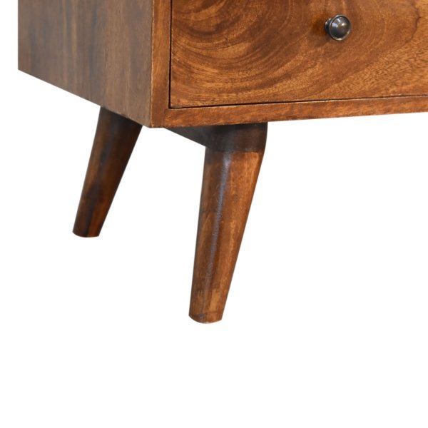 Solid Mango Wood Chestnut Finished 4 Drawer Scandinavian Style Media Unit - Image 7