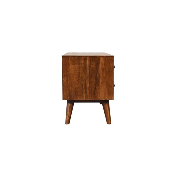 Solid Mango Wood Chestnut Finished 4 Drawer Scandinavian Style Media Unit - Image 8