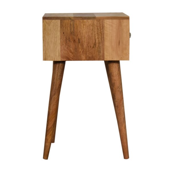 Solid Mango Wood Oak Finished Mini Bone Inlay 1 Drawer Bedside - Image 8