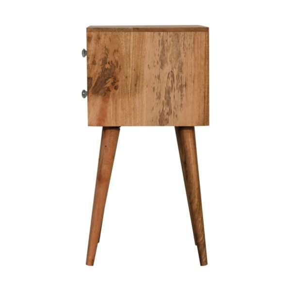 Solid Mango Wood Oak Finished 2 Drawer Mini Bone Inlay Bedside - Image 8