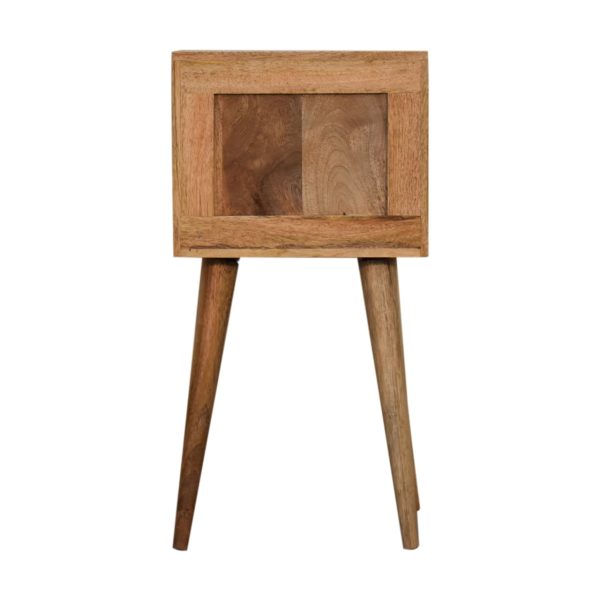 Solid Mango Wood Oak Finished 2 Drawer Mini Bone Inlay Bedside - Image 9