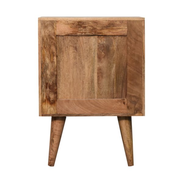 Solid Mango Wood Oak Finished White Front with Brass Inlay 2 Drawer Cassia Bedside - Image 9