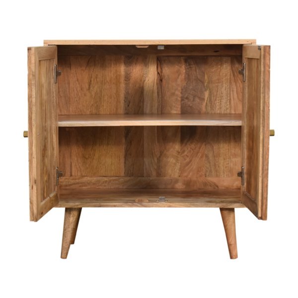 Solid Mango Wood Honeycomb Patterned White Front with Brass Inlay Cassia Cabinet - Image 7