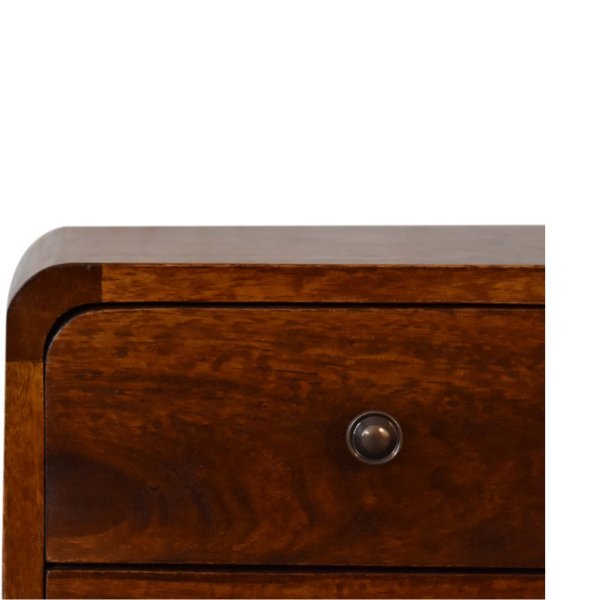 Solid Mango Wood Mini Chestnut Curved Bedside - Image 4
