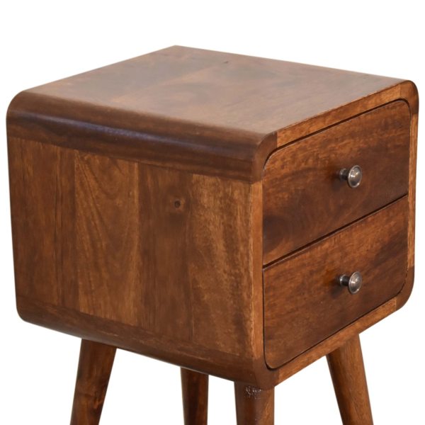 Solid Mango Wood Mini Chestnut Curved Bedside - Image 6