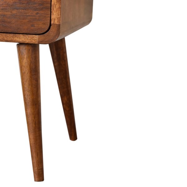 Solid Mango Wood Mini Chestnut Curved Bedside - Image 8