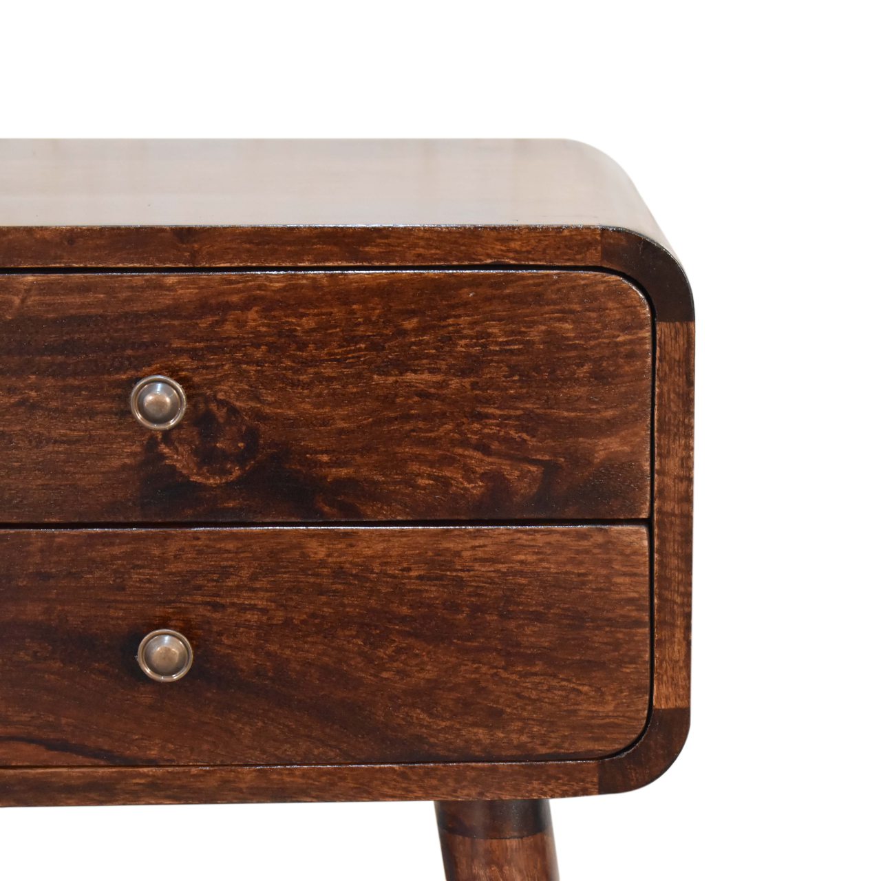 Solid Mango Wood Dark Walnut Finished 2 Drawer Bedside - Image 4