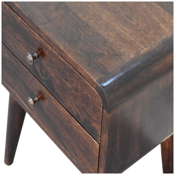 Solid Mango Wood Dark Walnut Finished 2 Drawer Bedside - Image 5