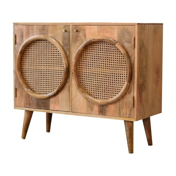 Solid Mango Wood Oak Finished with Rattan Larissa Cabinet - Image 2