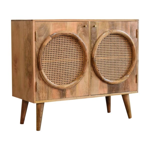 Solid Mango Wood Oak Finished with Rattan Larissa Cabinet - Image 3