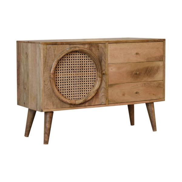 Solid Mango Wood Oak Finished with Rattan Larissa Sideboard - Image 2