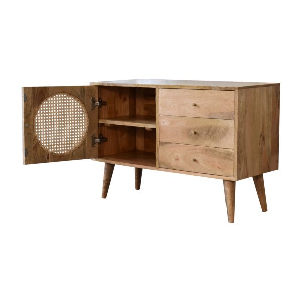 Solid Mango Wood Oak Finished with Rattan Larissa Sideboard - Image 5