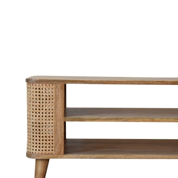 Solid Mango Wood Oak Finished with Rattan Larissa Media Unit - Image 4