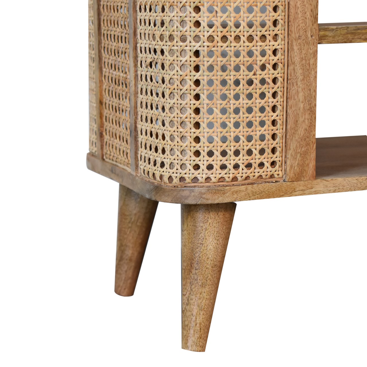 Solid Mango Wood Oak Finished with Rattan Larissa Media Unit - Image 7