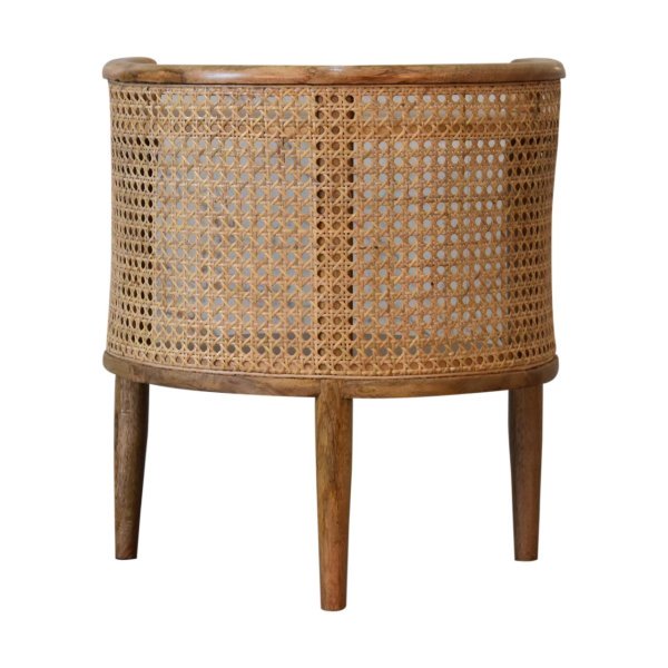 Solid Mango Wood Oak Finished with Rattan Open 1 Shelf Mini Bedside - Image 9