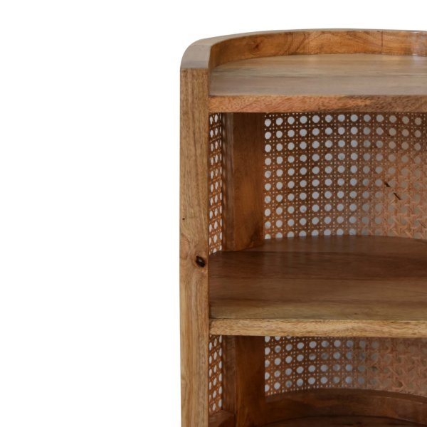 Solid Mango Wood and Rattan 1 Shelf Open Bedside - Image 4