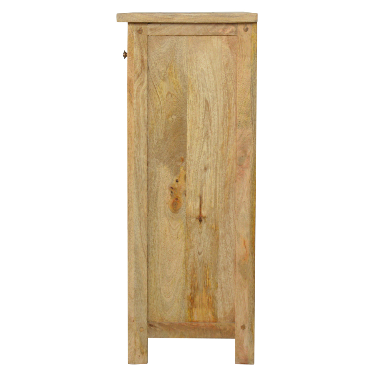Solid Mango Wood Oak Finished 3 Drawer 2 Shelf Country Style Low Bookcase - Image 8