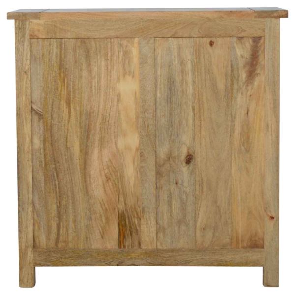 Solid Mango Wood Oak Finished 3 Drawer 2 Shelf Country Style Low Bookcase - Image 6