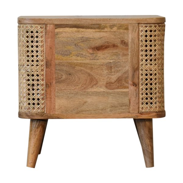 Solid Mango Wood Oak Finished with Rattan Larissa Open Bedside - Image 9