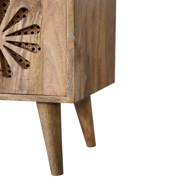 Solid Mango Wood Oak and Rattan Finished Rosalie 2 Door with Shelves Media Unit - Image 8