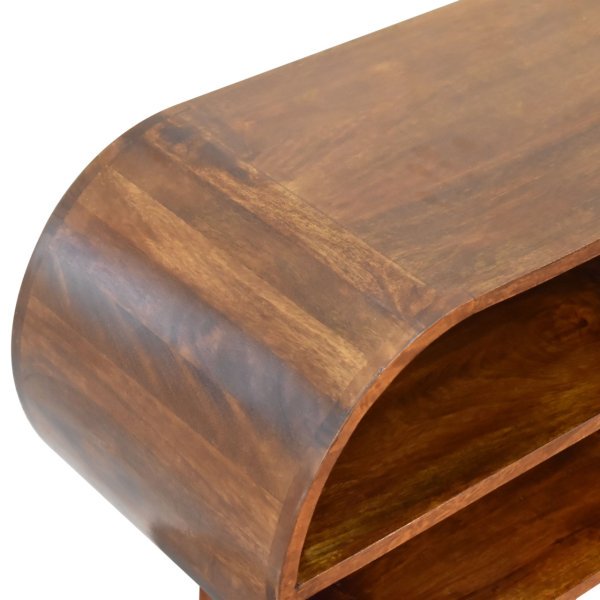Solid Mango Wood Chestnut Finished Open Circular Media Unit - Image 5