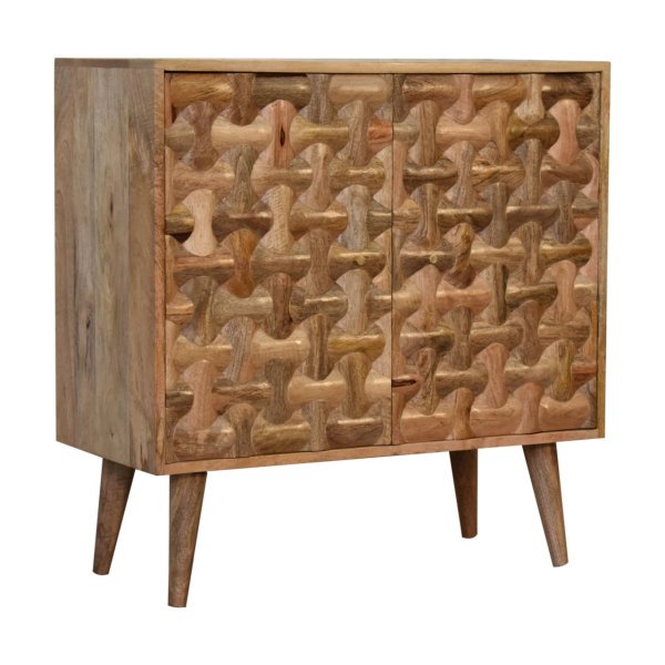 Solid Mango Wood Oak Finished Kita 2 Door Cabinet - Image 2