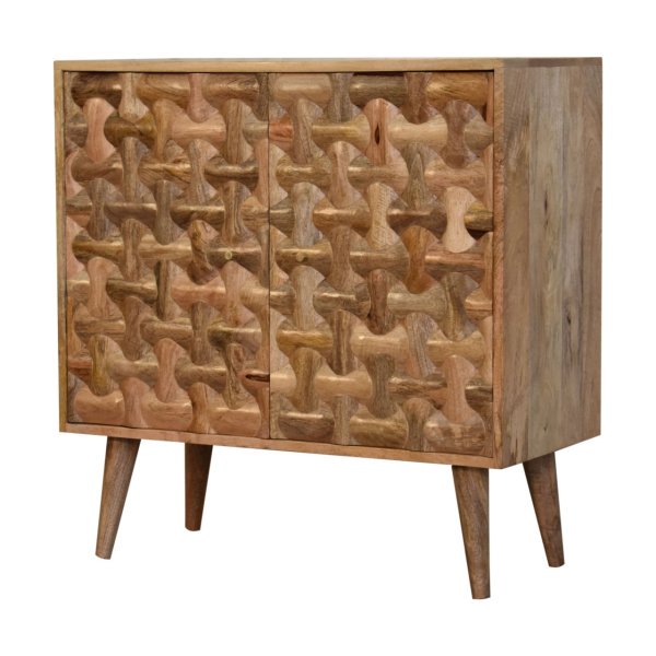 Solid Mango Wood Oak Finished Kita 2 Door Cabinet - Image 3