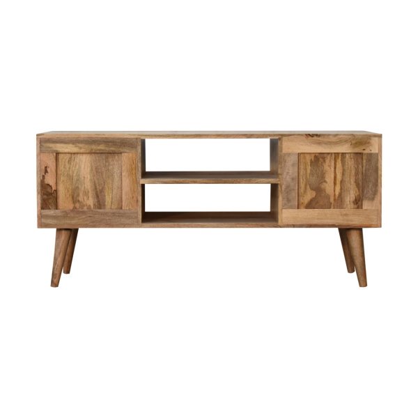 Solid Mango Wood Oak Finished Kita 1 Door 2 Drawer Media Unit - Image 9