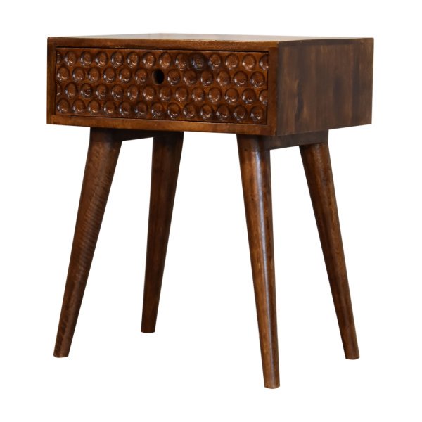 Solid Mango Wood Chestnut Finished Torun 1 Drawer Bedside - Image 3