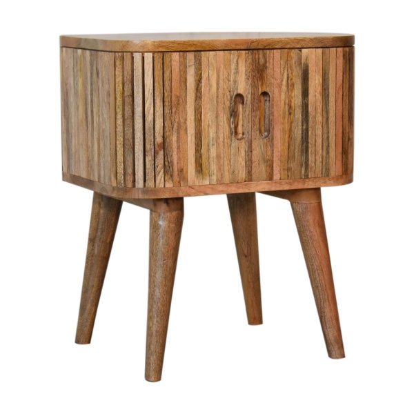 Solid Mango Wood Oak Finished 2 Door 1 Drawer Bedside - Image 2