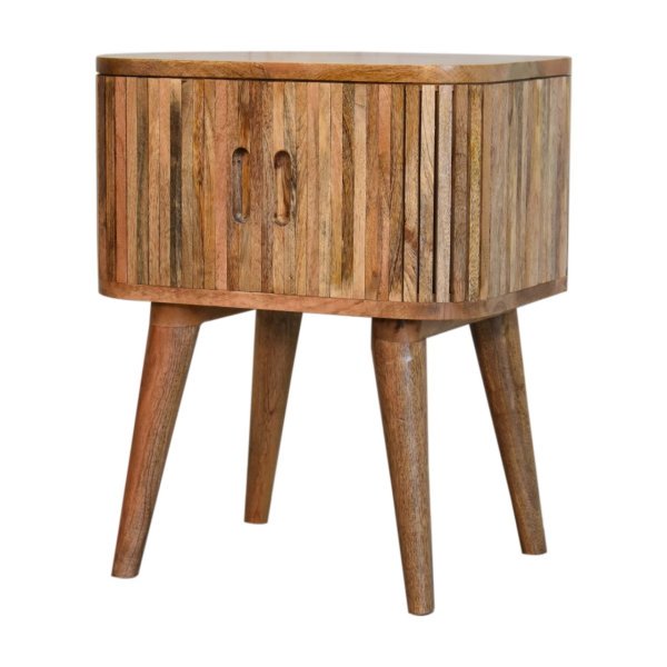 Solid Mango Wood Oak Finished 2 Door 1 Drawer Bedside - Image 3