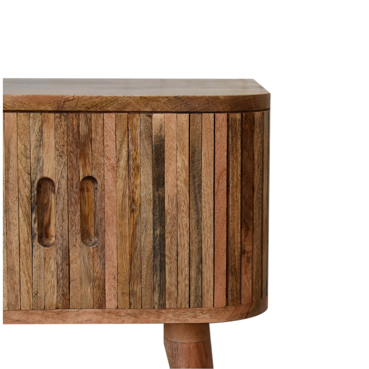 Solid Mango Wood Oak Finished 2 Door 1 Drawer Bedside - Image 4