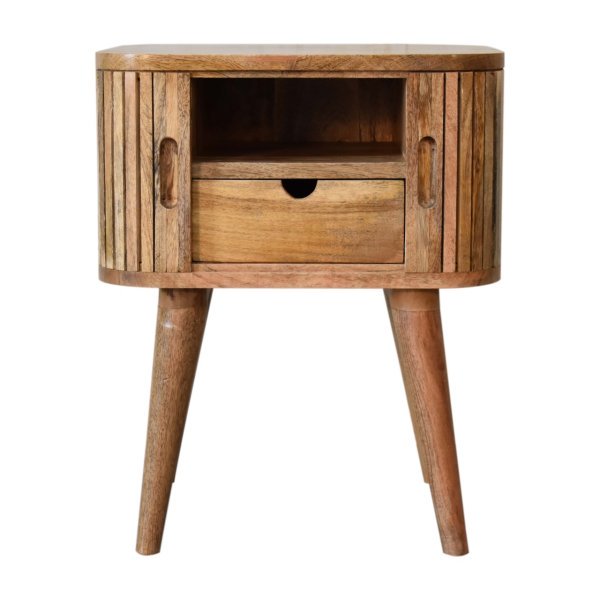 Solid Mango Wood Oak Finished 2 Door 1 Drawer Bedside - Image 5
