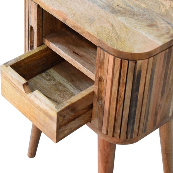Solid Mango Wood Oak Finished 2 Door 1 Drawer Bedside - Image 6