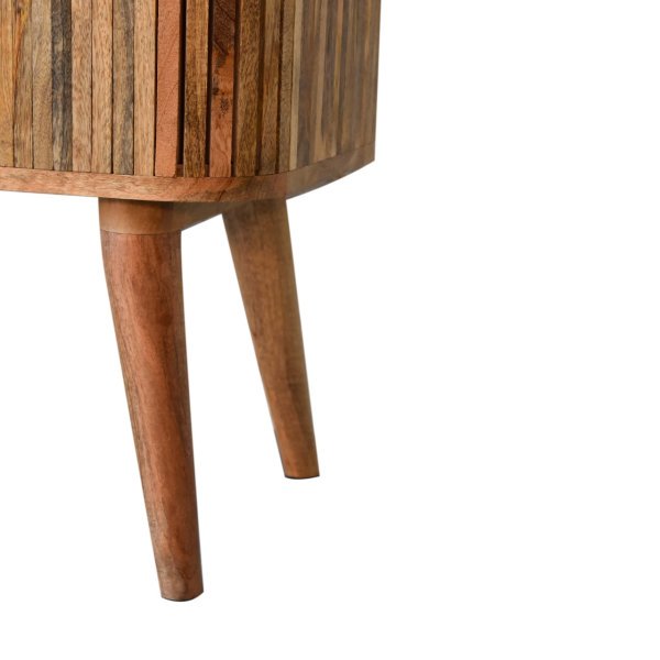 Solid Mango Wood Oak Finished 2 Door 1 Drawer Bedside - Image 7