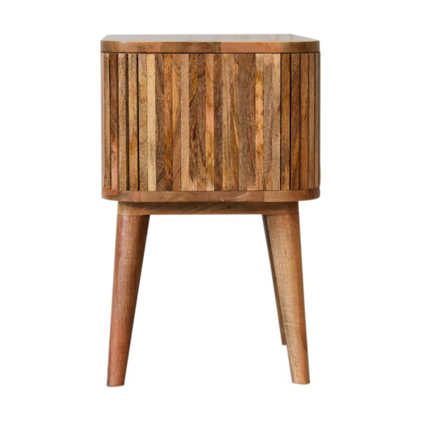 Solid Mango Wood Oak Finished 2 Door 1 Drawer Bedside - Image 8
