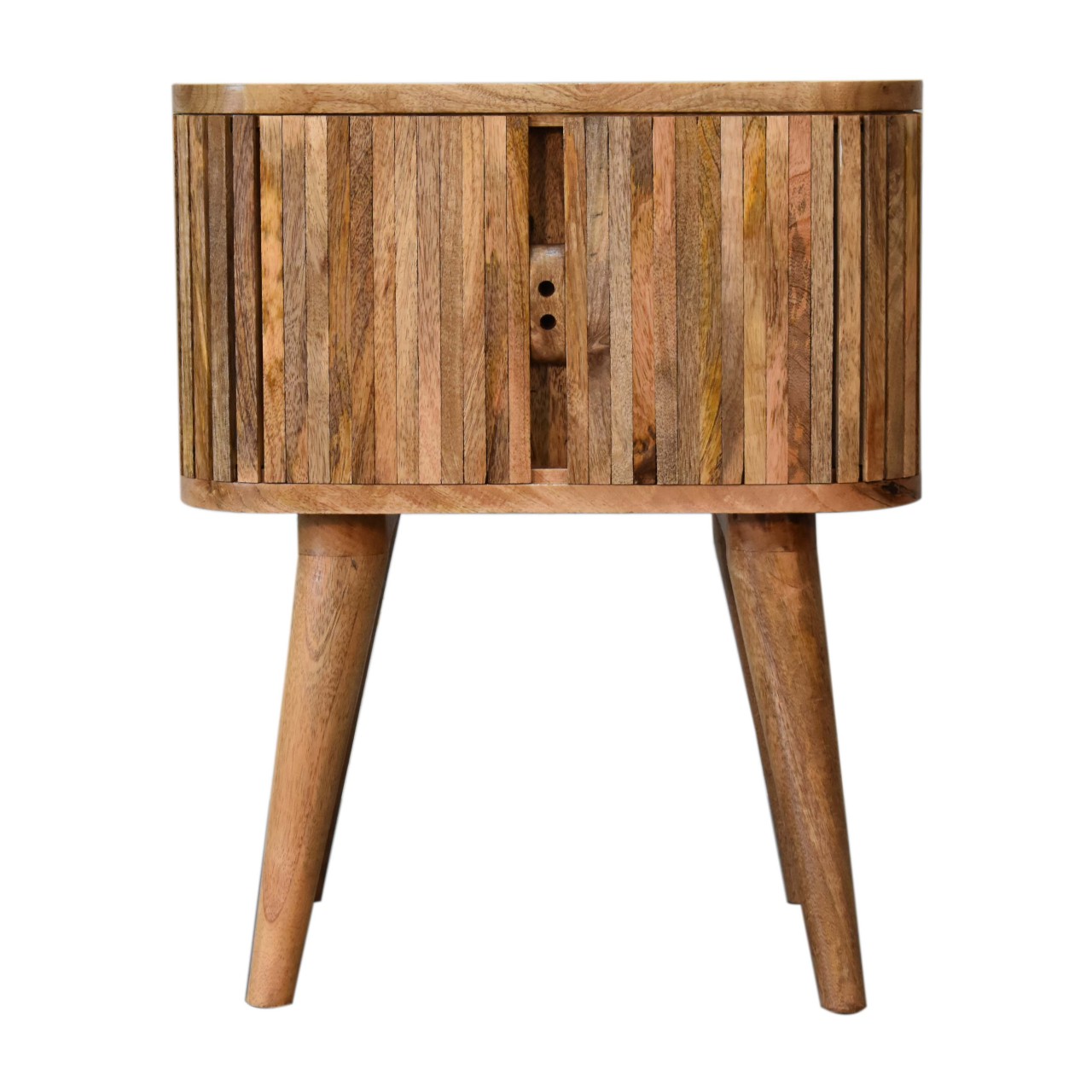 Solid Mango Wood Oak Finished 2 Door 1 Drawer Bedside - Image 9