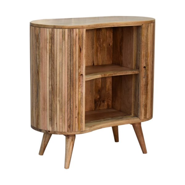 Solid Mango Wood Oak Finished 2 Door Mokka Cabinet - Image 7