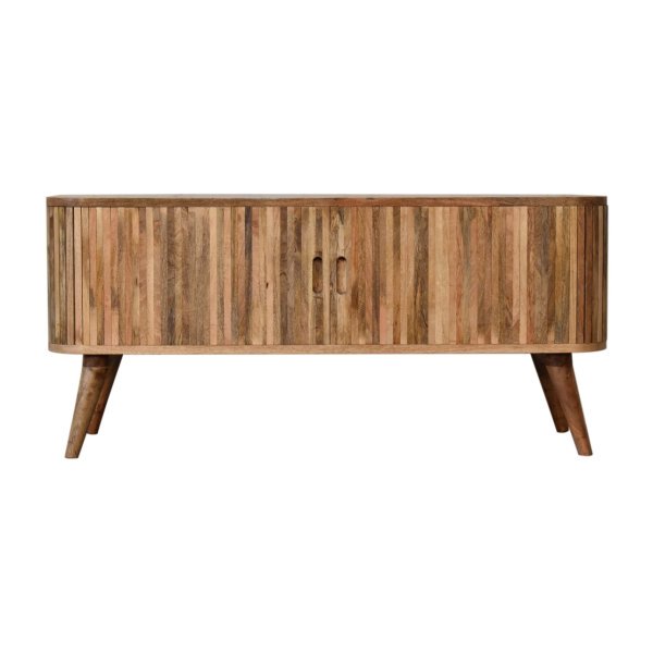 Solid Mango Wood Oak Finished 2 Handle Mokka Media Unit