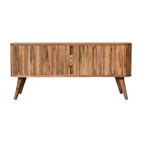 Solid Mango Wood Oak Finished 2 Handle Mokka Media Unit - Image 10