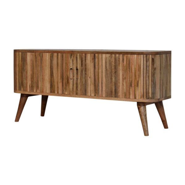 Solid Mango Wood Oak Finished 2 Handle Mokka Media Unit - Image 3