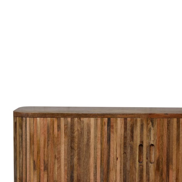 Solid Mango Wood Oak Finished 2 Handle Mokka Media Unit - Image 4