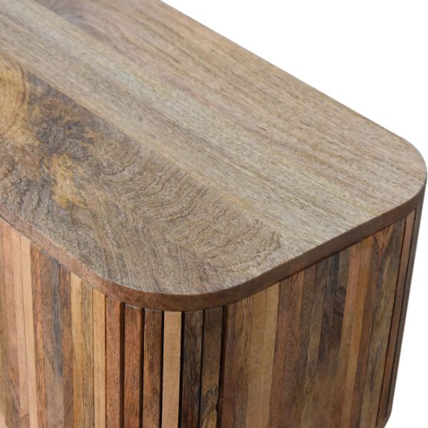 Solid Mango Wood Oak Finished 2 Handle Mokka Media Unit - Image 5