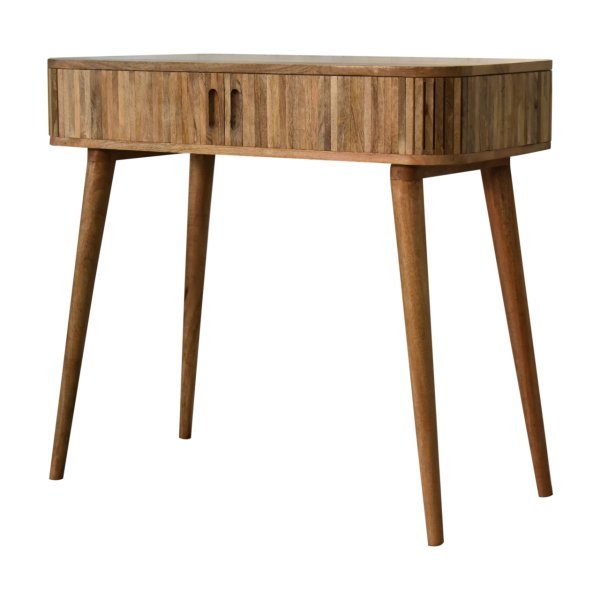 Solid Mango Wood Oak Finished 2 Handle Console Table - Image 2