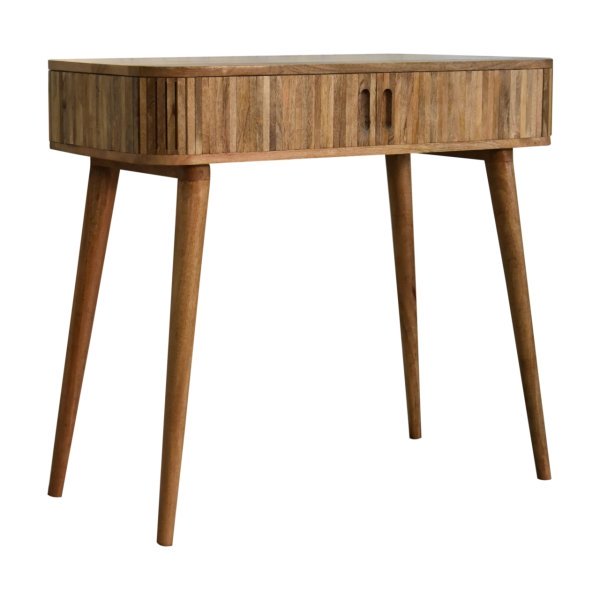 Solid Mango Wood Oak Finished 2 Handle Console Table - Image 3